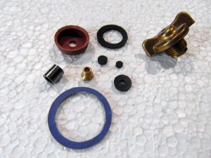 Kit de réparation pour lampe chauffante Barthel BAT : joint en caoutchouc, filetage extérieur, manchon de pompe, buse.