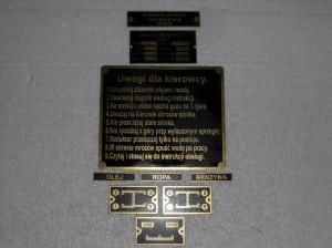 Schilder Satz auf polnisch, Messing geätzt Ursus C 45  C 451 Typenschild Schaltschild (nr. 10,11,15,16,17,18,19 oder 20,21,22)