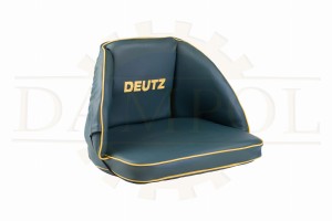 Sitzpolster Sitzkissen grün für Deutz Traktor Logo gestickt Kunstleder 32 cm