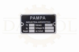 N° 23 - Plaque signalétique de tracteur Pampa Argentina, moteur Hot-Cool vintage, aluminium anodisé