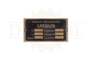 N° 20 - Plaque signalétique Ursus C 45 / C 451, allemande, laiton gravé, fabriquée d'après modèle
