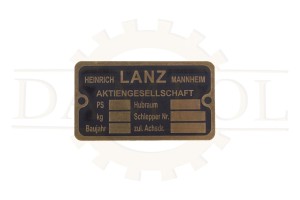 N° 2 - Plaque d'identification pour tracteur Lanz Bulldog, laiton gravé