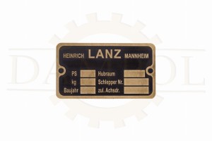 N° 3 Plaque signalétique  pour tracteur Lanz Bulldog, laiton gravé