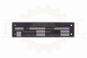 N° 82 Plaque signalétique VEB Robur Werke Zittau GDR LO NVA GDR aluminium anodisé