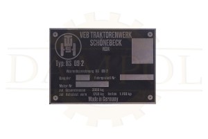 N° 39 Plaque d'identification en aluminium gravée, RS 09-2, Export IFA Fortschritt RDA