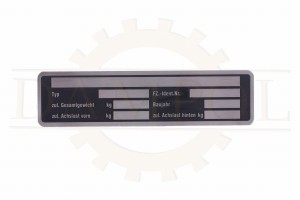 n° 53 - Plaque signalétique universelle vierge  pour tracteurs IFA, remorques HW 60/80 et remorques de chantier, aluminium gravé