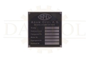 N° 54  Plaque signalétique « OPEL » ADAM OPEL A.G., aluminium gravé