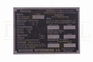 N ° 55  Plaque signalétique « BAYERISCHE MOTORENWERKE A.G. » en aluminium anodisé