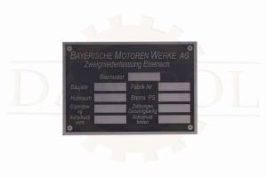  N° 57 Plaque signalétique « BAYERISCHE MOTOREN WERKE A.G. » en aluminium anodisé