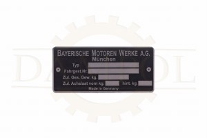 N° 58 Plaque signalétique  "BAYERISCHE MOTOREN WERKE A.G München" en aluminium anodisé