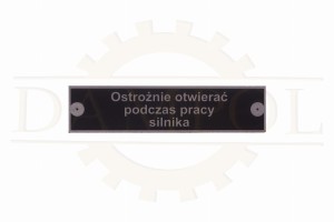 N° 21 - Plaque « Attention : Vapeur chaude à l'ouverture » (en polonais) pour Ursus C45 / C 451 - Aluminium gravé