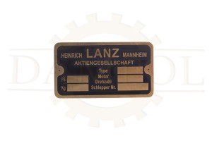 N° 65 Plaque type  pour Lanz Bulldog 38 ch, avant-guerre, laiton gravé