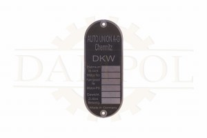 N° 71 Plaque d'identification  AUTO UNION A-G CHEMNITZ DKW en aluminium anodisé