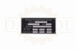 nr. 117 Typenschild Klöckner-Humboldt-Deutz A.G. Köln Alu eloxiert ca.105 x 50 mm