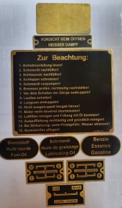 Schilder set, Typenchilder für Lanz Bulldog oder Pampa, Messing geätzt (nr. 5, 6, 9,10, 11, 12, 13, 14 und Typenschild zur Auswahl) 