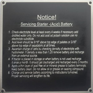 n° 147 - Panneau « Notice » pour Lanz Bulldog, Ursus, Pampa, en aluminium gravé